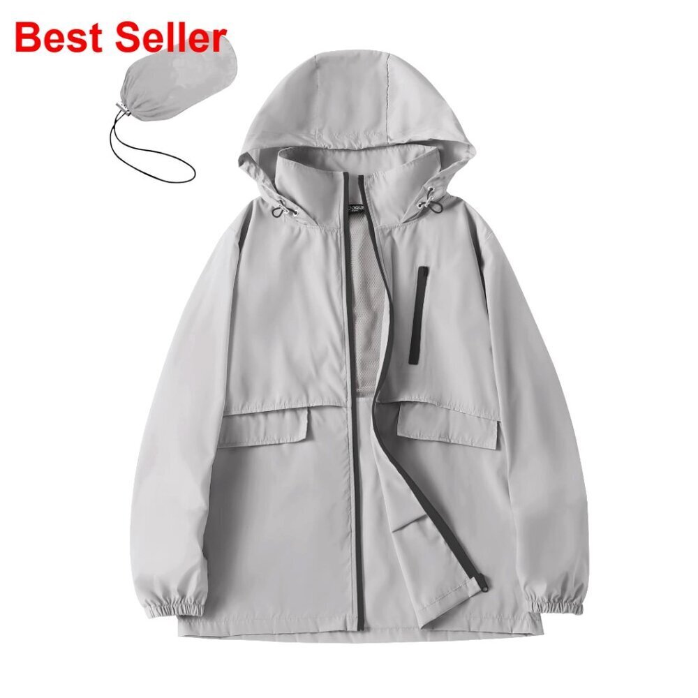 Lightweight Waterproof Raincoat with Hood Packable Windbreaker